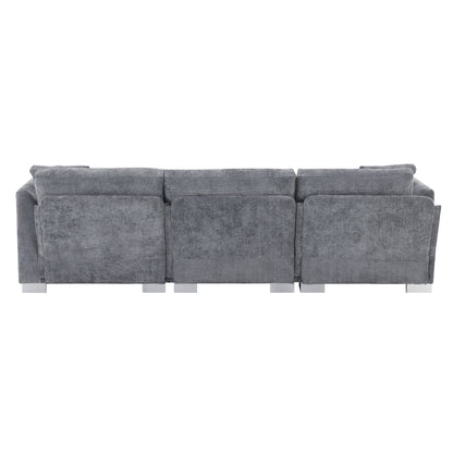 Cloud Sectional Sofa,L-Shaped Luxury Couch Set With 2 Free Pillows,4-Seat Chenille Indoor Furniture With Oversized Chaise