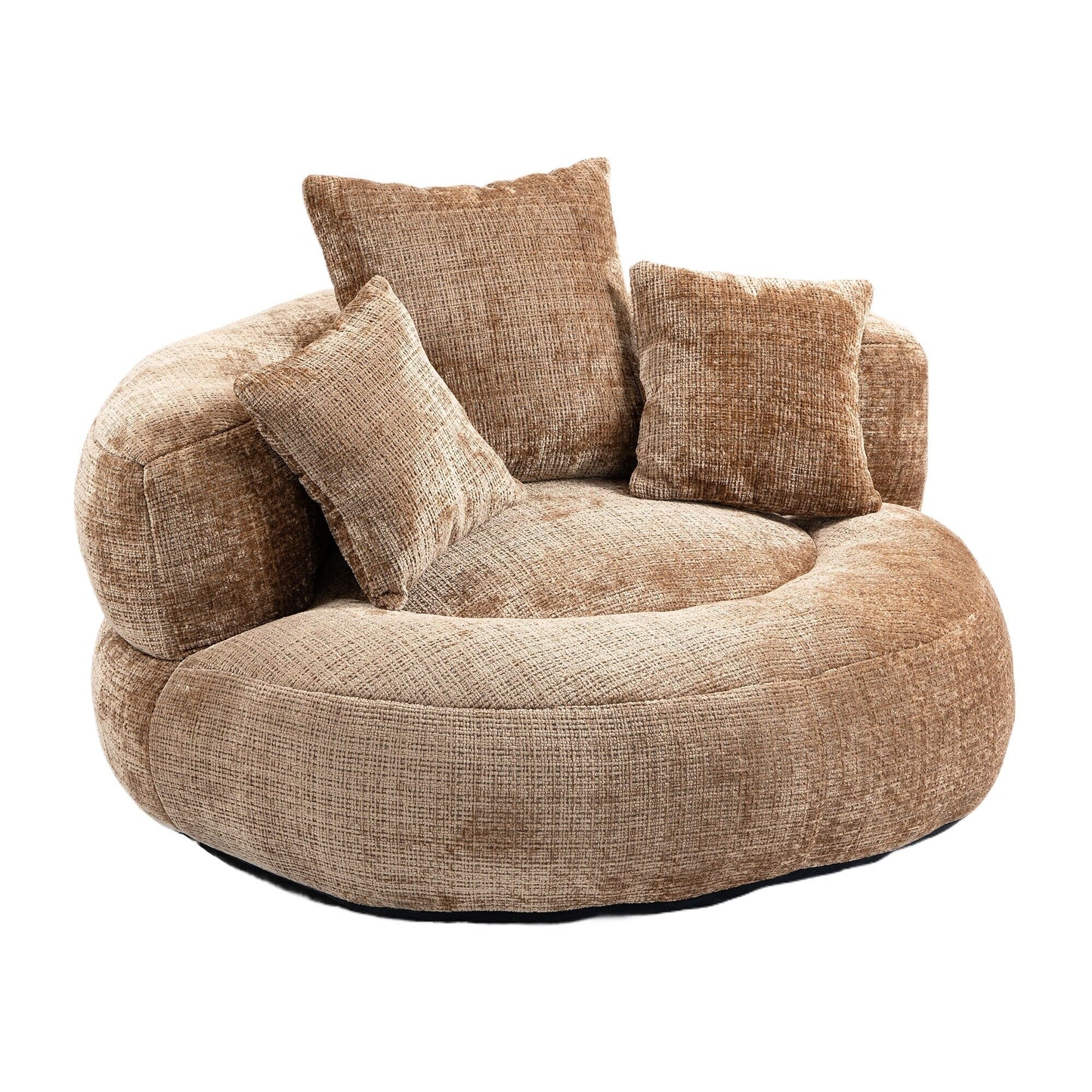Coffee Oversized 42.52 Chenille Lazy Bean Bag Single Sofa with Three Pillows for Bedroom