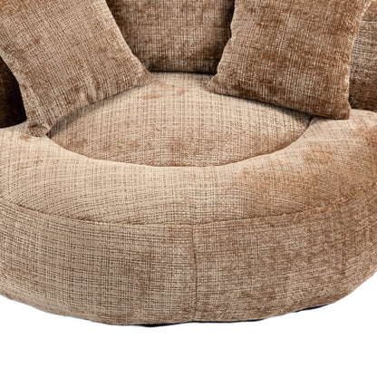 Coffee Oversized 42.52 Chenille Lazy Bean Bag Single Sofa with Three Pillows for Bedroom