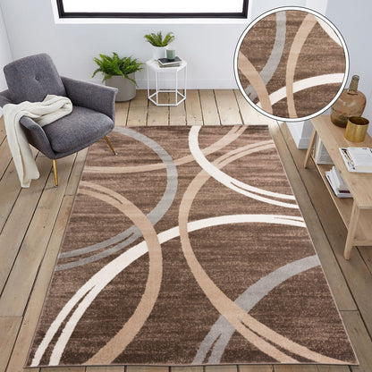 World Rug Gallery Contemporary Abstract Circles Design Area Rug