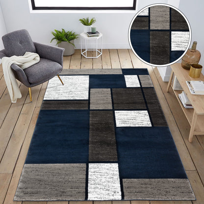World Rug Gallery Contemporary Modern Boxed Color Block Area Rug