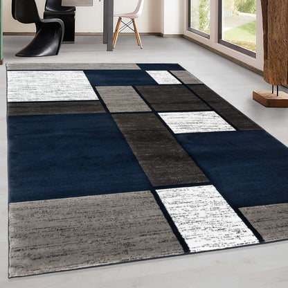 World Rug Gallery Contemporary Modern Boxed Color Block Area Rug