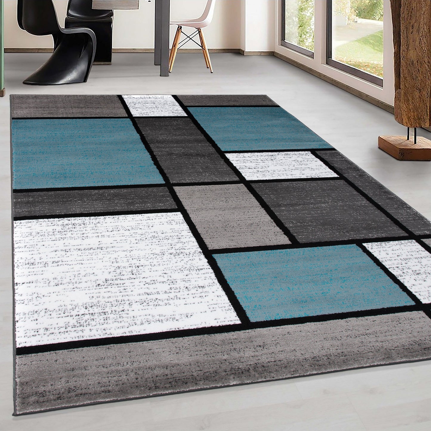 World Rug Gallery Contemporary Modern Boxed Color Block Area Rug