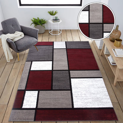 World Rug Gallery Contemporary Modern Boxed Color Block Area Rug