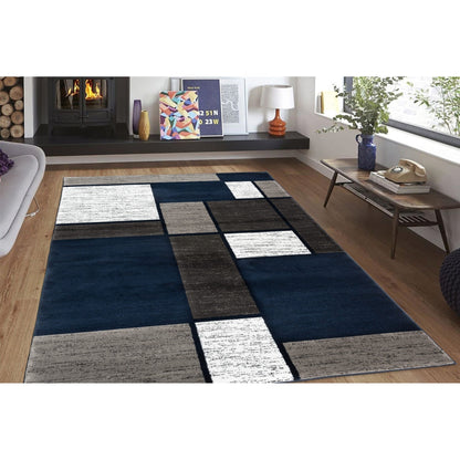 World Rug Gallery Contemporary Modern Boxed Color Block Area Rug