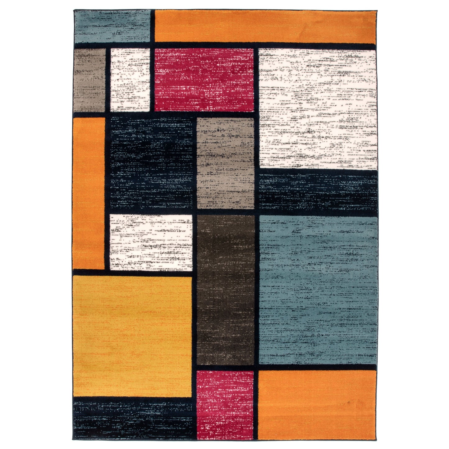 World Rug Gallery Contemporary Modern Boxed Color Block Area Rug