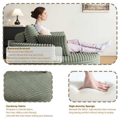 Corduroy Chenille Foam Single Swivel Chair