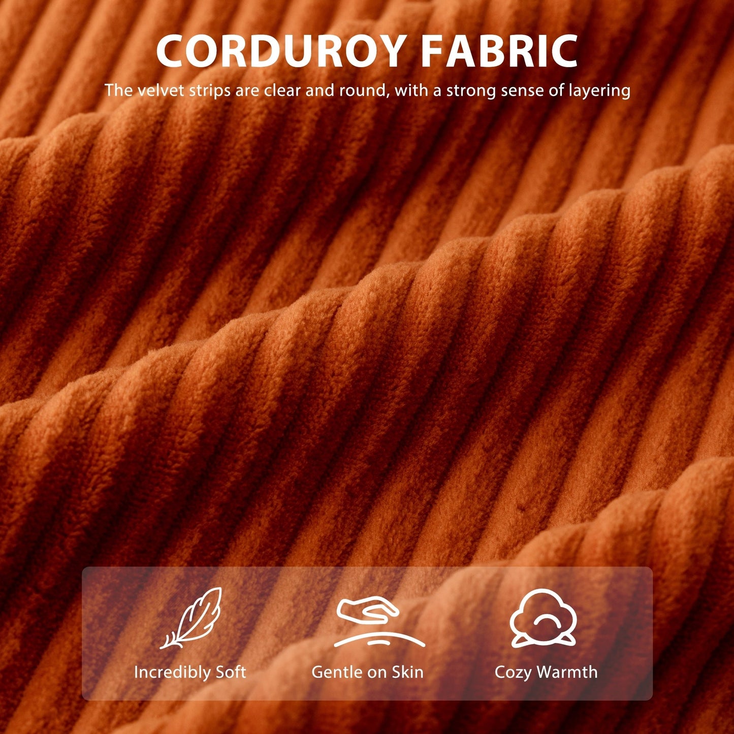 Corduroy Upholstered Memory Foam Sofa With Ottoman Upholstered Bean Bag Couch - 48.4Lx67.7Wx24.4H