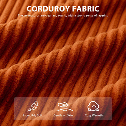 Corduroy Upholstered Memory Foam Sofa With Ottoman Upholstered Bean Bag Couch - 48.4Lx67.7Wx24.4H