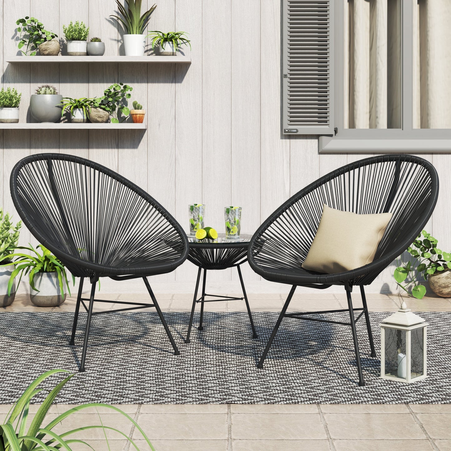 Corvus Sarcelles 3-Piece Modern Wicker Acapulco Bistro Set