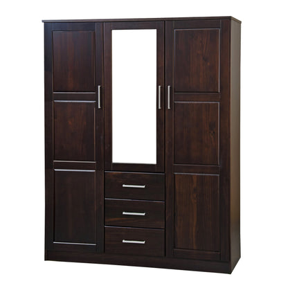 Palace Imports Armoire Cosmo 3 portes en bois massif avec portes en bois massif ou en miroir