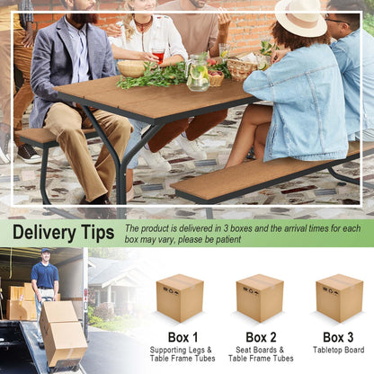 Ensemble table et banc de pique-nique Costway 6 pieds, pour extérieur, en HDPE, très résistant - Voir les détails