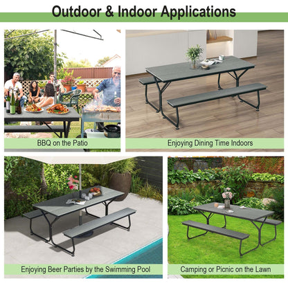 Ensemble table et banc de pique-nique Costway 6 pieds, pour extérieur, en HDPE, très résistant - Voir les détails