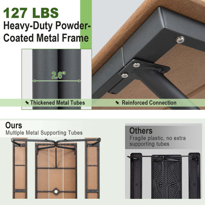 Ensemble table et banc de pique-nique Costway 6 pieds, pour extérieur, en HDPE, très résistant - Voir les détails