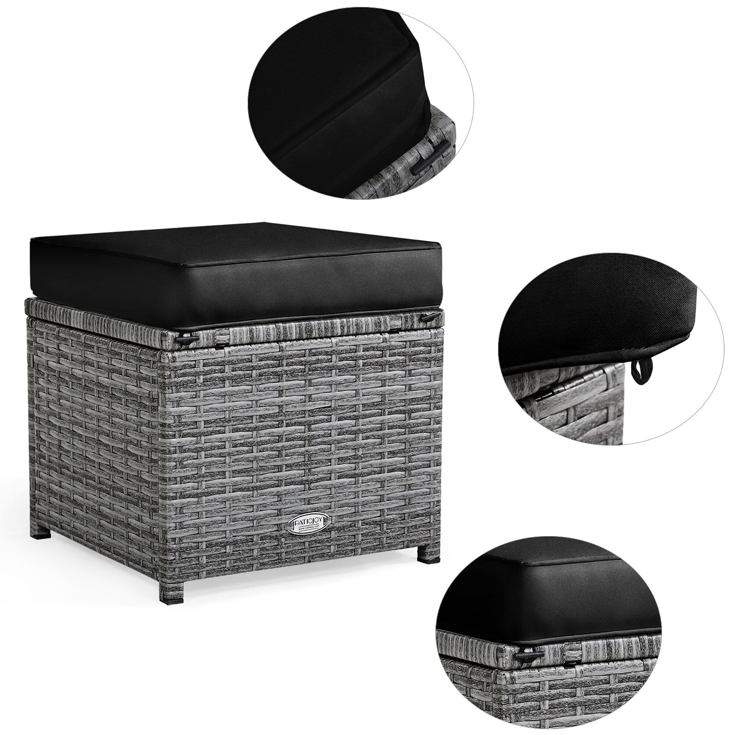 Costway Ensemble de salon en rotin pour patio, 7 pièces, avec canapé d'angle, pouf et ottoman - Voir les détails