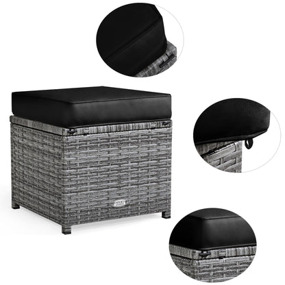 Costway Ensemble de salon en rotin pour patio, 7 pièces, avec canapé d'angle, pouf et ottoman - Voir les détails