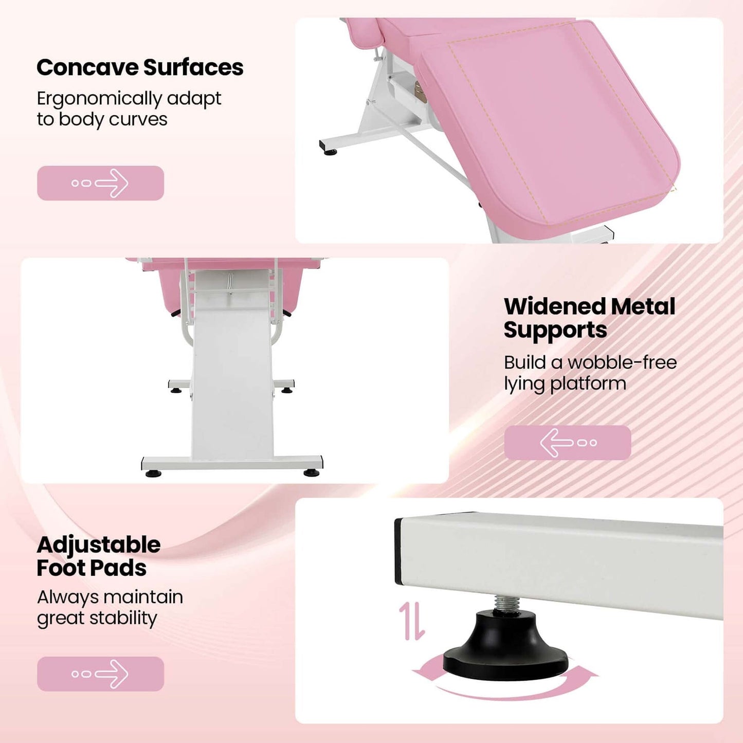 Table de massage Costway 72 avec tabouret hydraulique, dossier réglable et