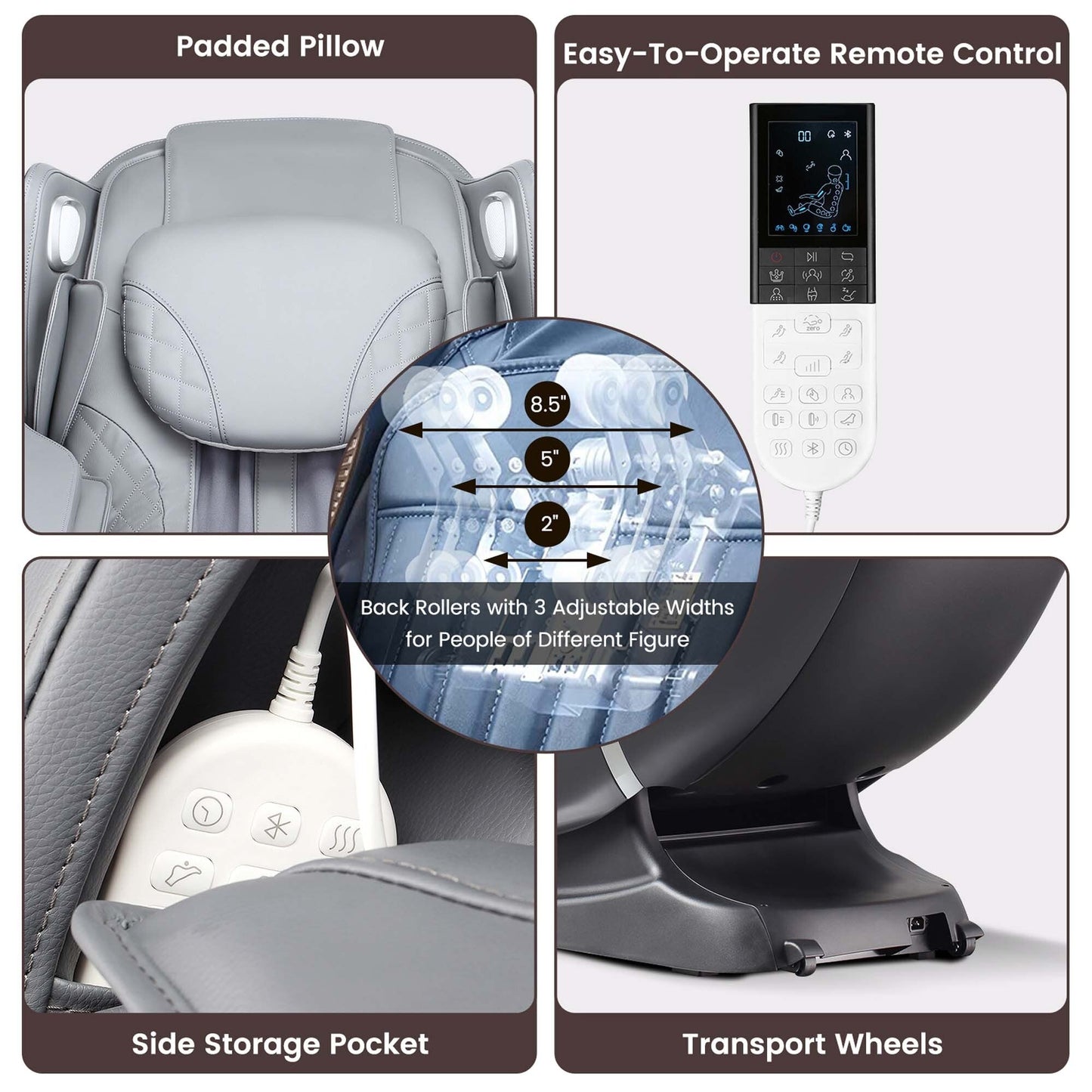 Chaise de massage pour tout le corps Costway avec contrôle vocal, chaleur et rouleaux pour les pieds