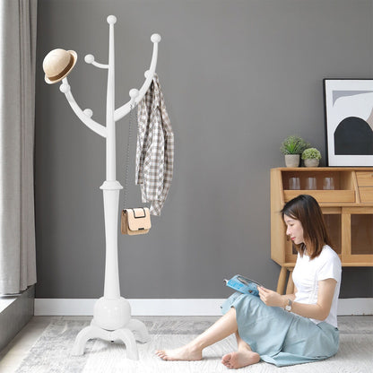 Porte-manteau sur pied en bois de caoutchouc en forme de branche d'arbre avec 8 crochets - 62,2 cm (l) x 179,5 cm (h)