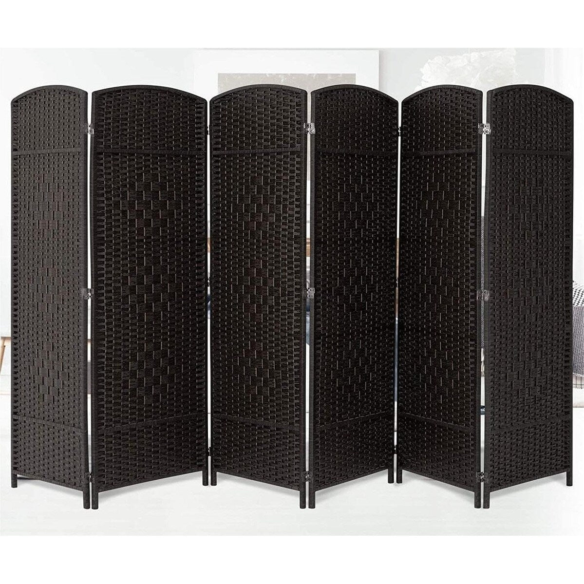 Paravent pliable, séparateur de pièce, hauteur 1,8 m, en fibre tressée, à poser au sol, pour plus d'intimité
