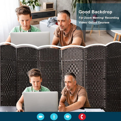 Paravent pliable, séparateur de pièce, hauteur 1,8 m, en fibre tressée, à poser au sol, pour plus d'intimité