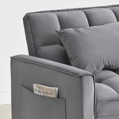 Canapé-lit moderne gris foncé 70,86 pouces, 3 en 1, simple, convertible, avec dossier réglable et roulettes, pour salon.