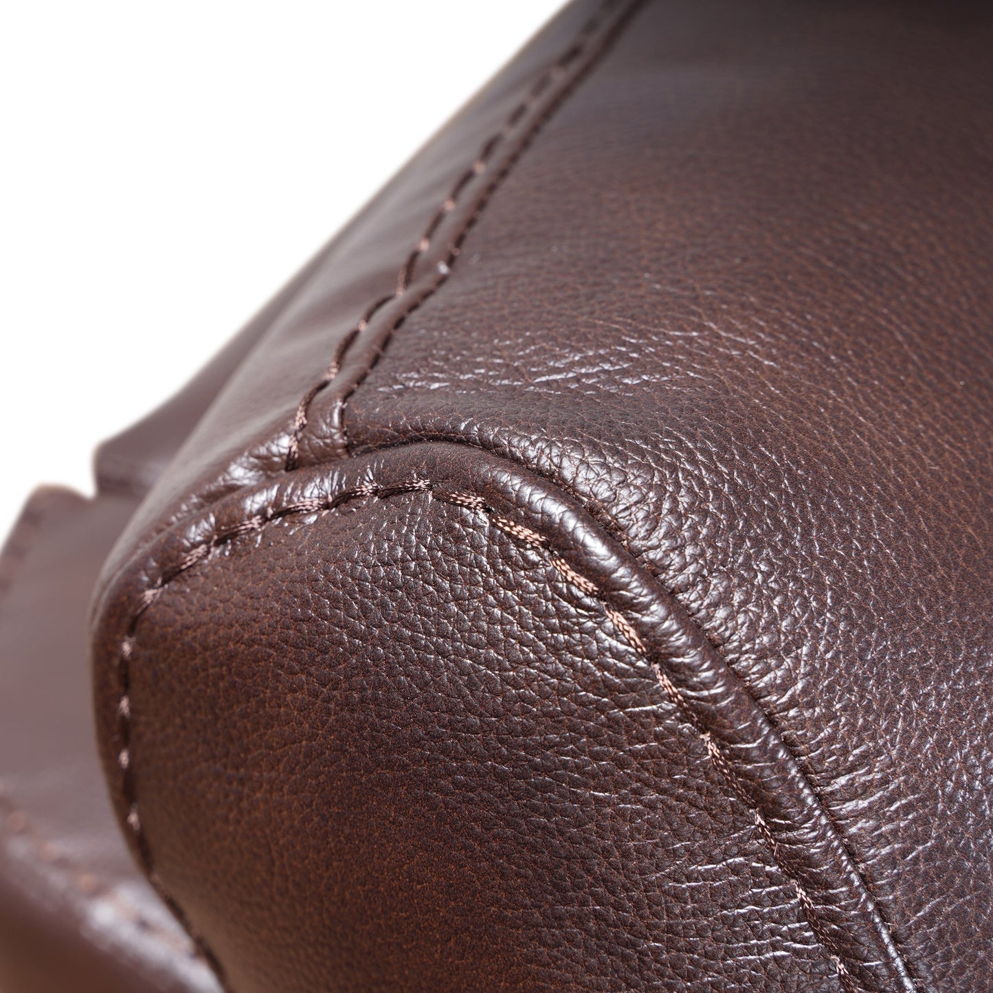 Davin Fauteuil inclinable manuel en cuir véritable, dossier haut, pieds repose-pieds extensibles, marron.