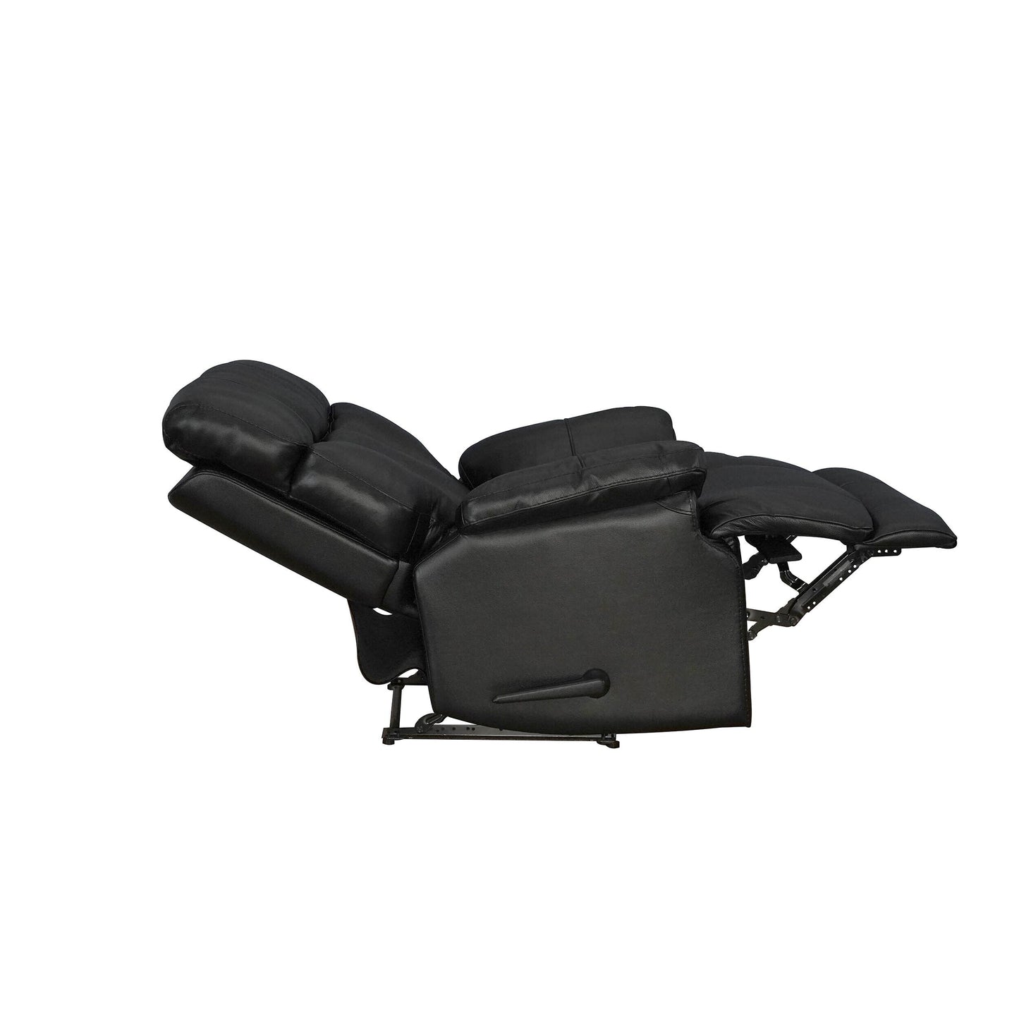 Davin Fauteuil inclinable manuel en cuir véritable, dossier haut, pieds repose-pieds extensibles, marron.