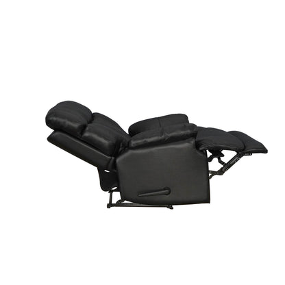 Davin Fauteuil inclinable manuel en cuir véritable, dossier haut, pieds repose-pieds extensibles, marron.