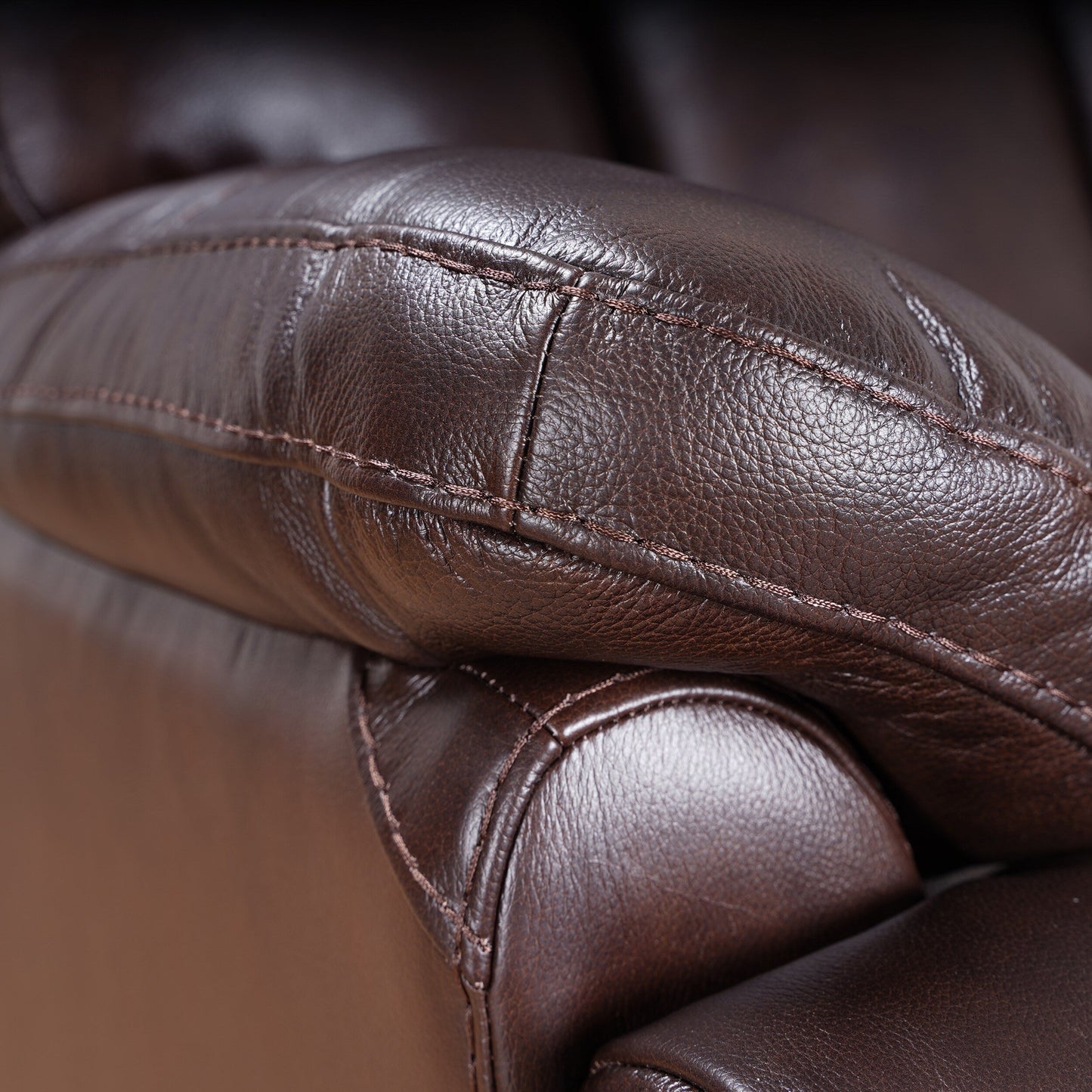 Davin Fauteuil inclinable manuel en cuir véritable, dossier haut, pieds repose-pieds extensibles, marron.