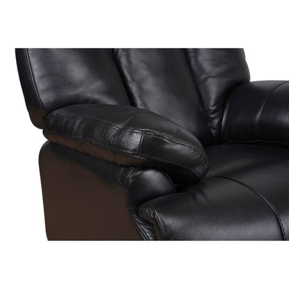 Davin Fauteuil inclinable manuel en cuir véritable, dossier haut, pieds repose-pieds extensibles, marron.