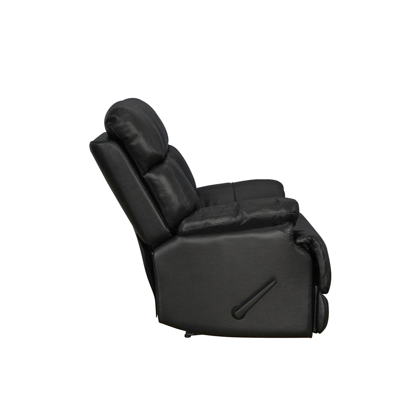 Davin Fauteuil inclinable manuel en cuir véritable, dossier haut, pieds repose-pieds extensibles, marron.