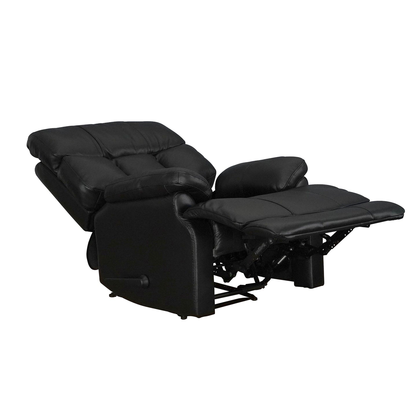 Davin Fauteuil inclinable manuel en cuir véritable, dossier haut, pieds repose-pieds extensibles, marron.