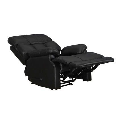 Davin Fauteuil inclinable manuel en cuir véritable, dossier haut, pieds repose-pieds extensibles, marron.