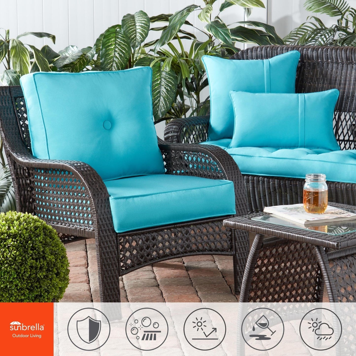 Ensemble de coussins d'extérieur Sunbrella Premium pour assise profonde, 2 pièces