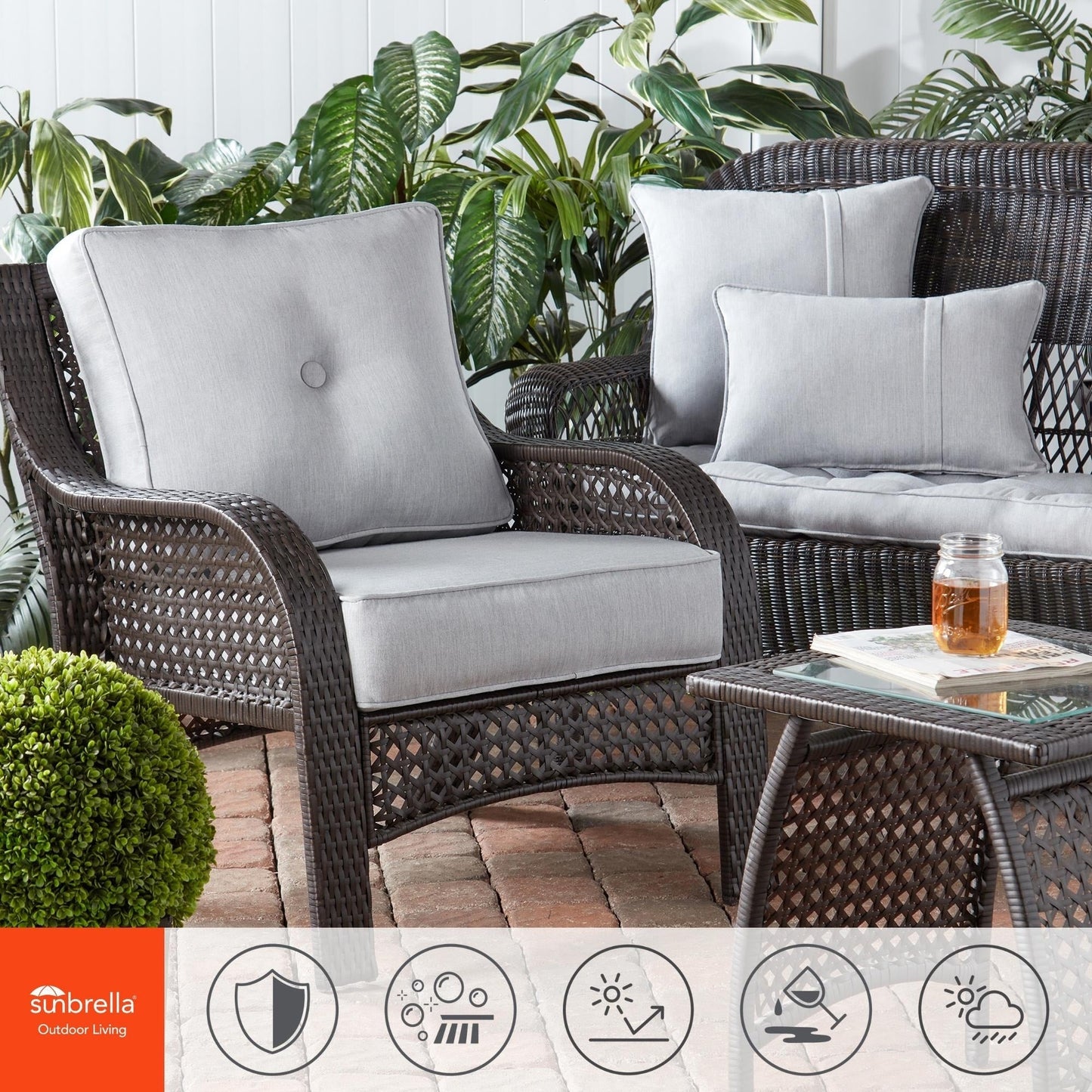 Ensemble de coussins d'extérieur Sunbrella Premium pour assise profonde, 2 pièces