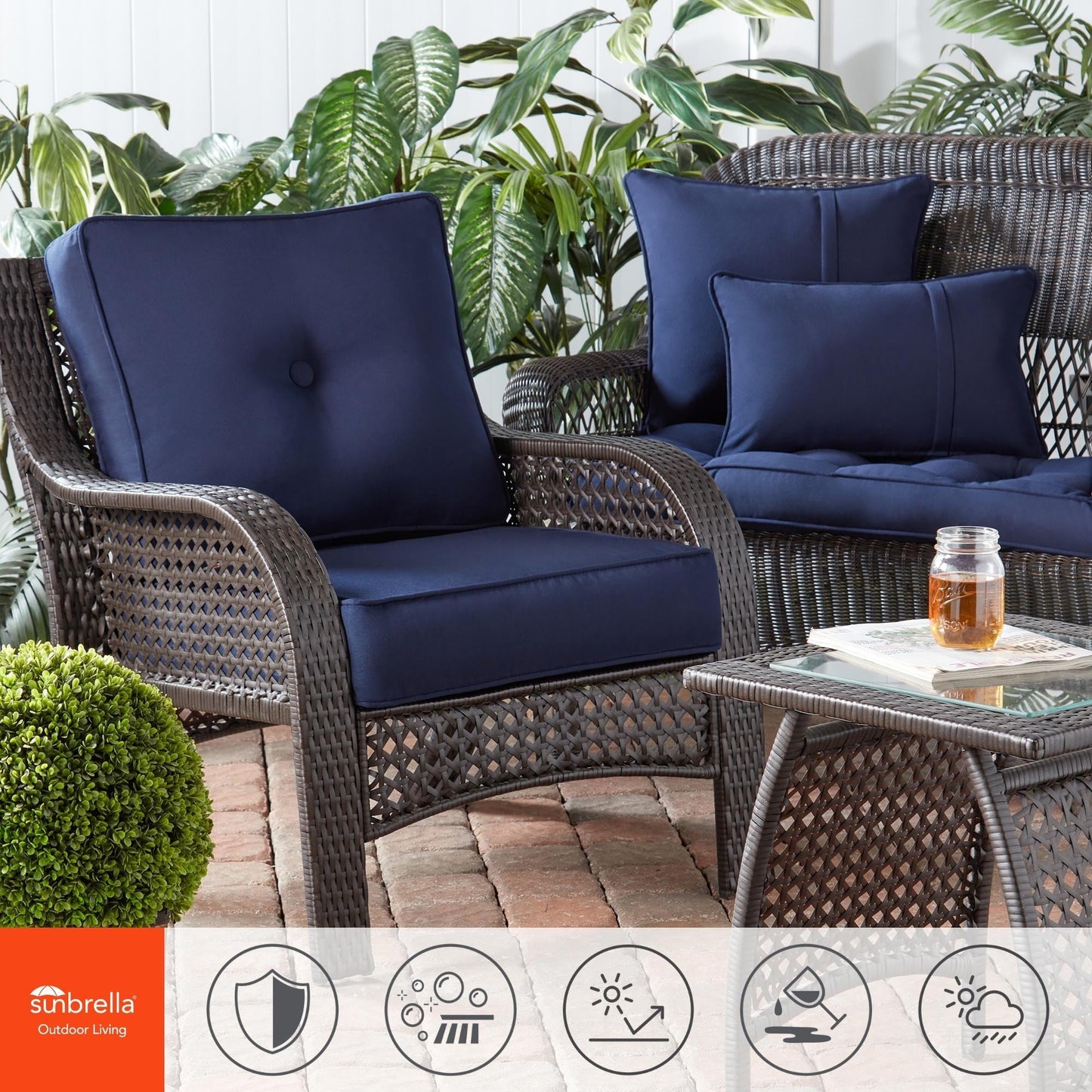 Ensemble de coussins d'extérieur Sunbrella Premium pour assise profonde, 2 pièces