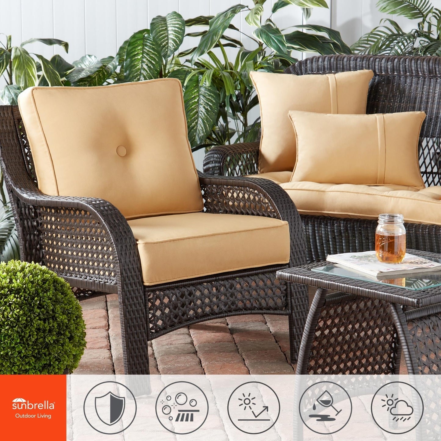 Ensemble de coussins d'extérieur Sunbrella Premium pour assise profonde, 2 pièces