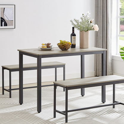 Ensemble de table à manger, ensemble de table de bar en bois, table de cuisine avec 2 bancs - 3 pièces