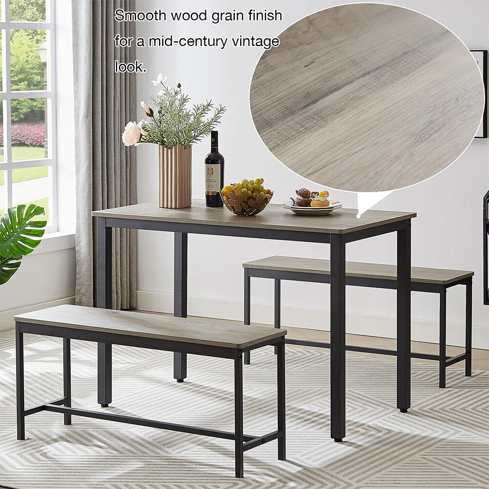 Ensemble de table à manger, ensemble de table de bar en bois, table de cuisine avec 2 bancs - 3 pièces