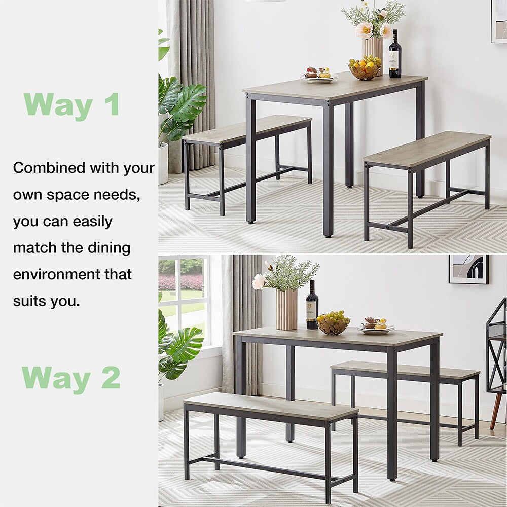 Ensemble de table à manger, ensemble de table de bar en bois, table de cuisine avec 2 bancs - 3 pièces