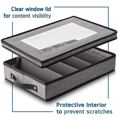 StorageBud Dinnerware Storage Containers - Stackable Holders for Plates, Cups, Flatware, Stemware, & Platter Sets