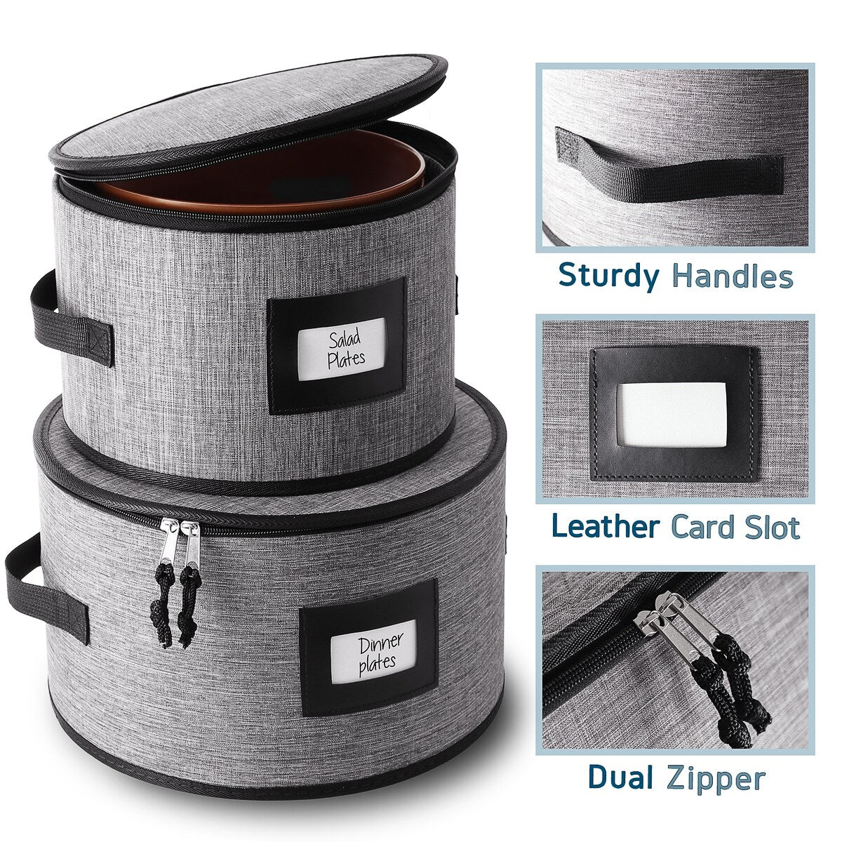 StorageBud Dinnerware Storage Containers - Stackable Holders for Plates, Cups, Flatware, Stemware, & Platter Sets