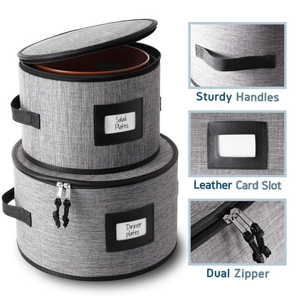 StorageBud Dinnerware Storage Containers - Stackable Holders for Plates, Cups, Flatware, Stemware, & Platter Sets