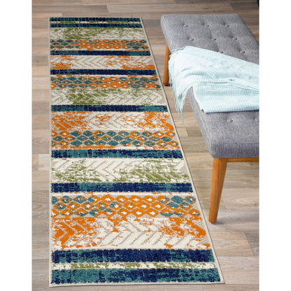 World Rug Gallery Distressed Geometric Indoor/Outdoor Area Rug
