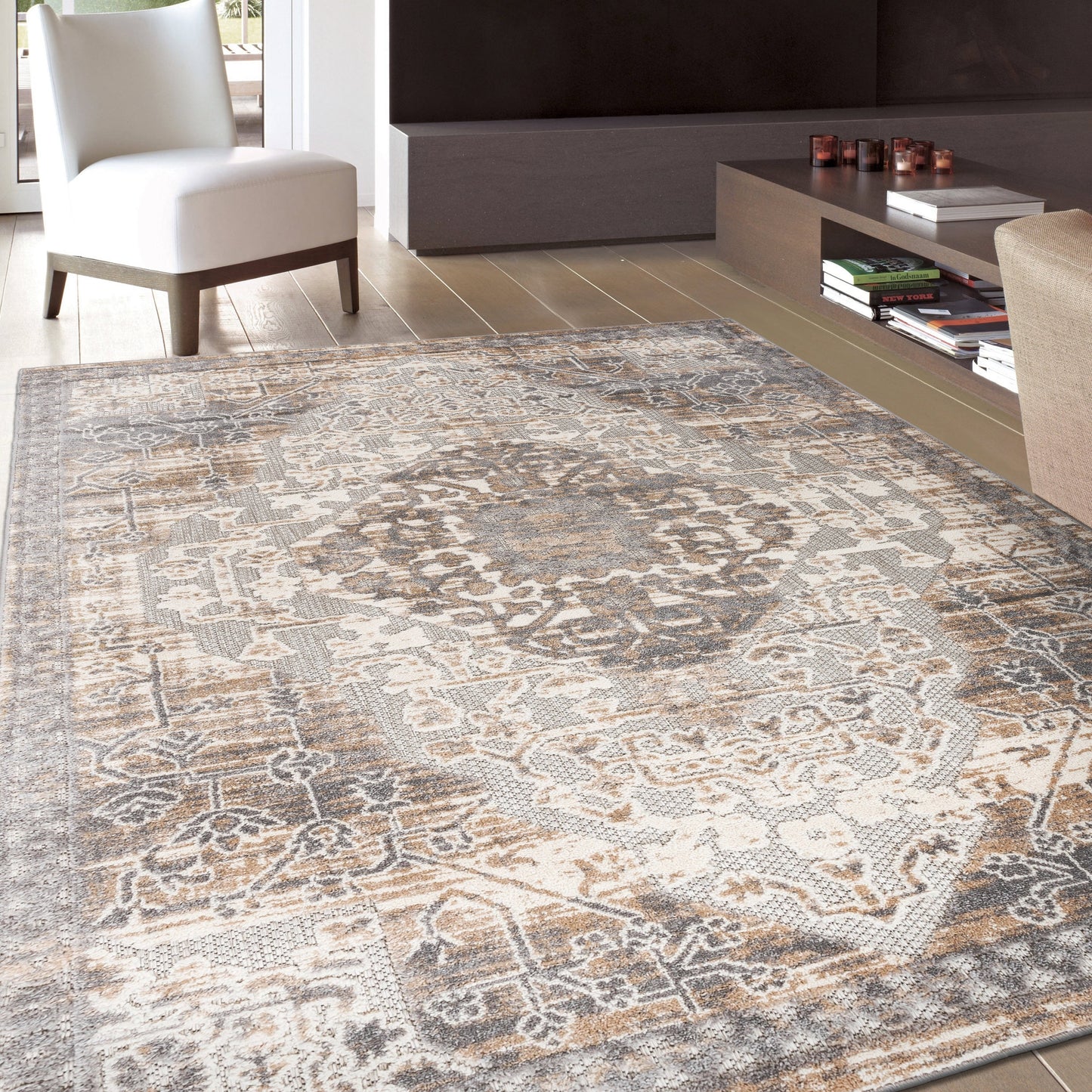 World Rug Gallery Distressed Traditional Indoor/Outdoor Area Rug