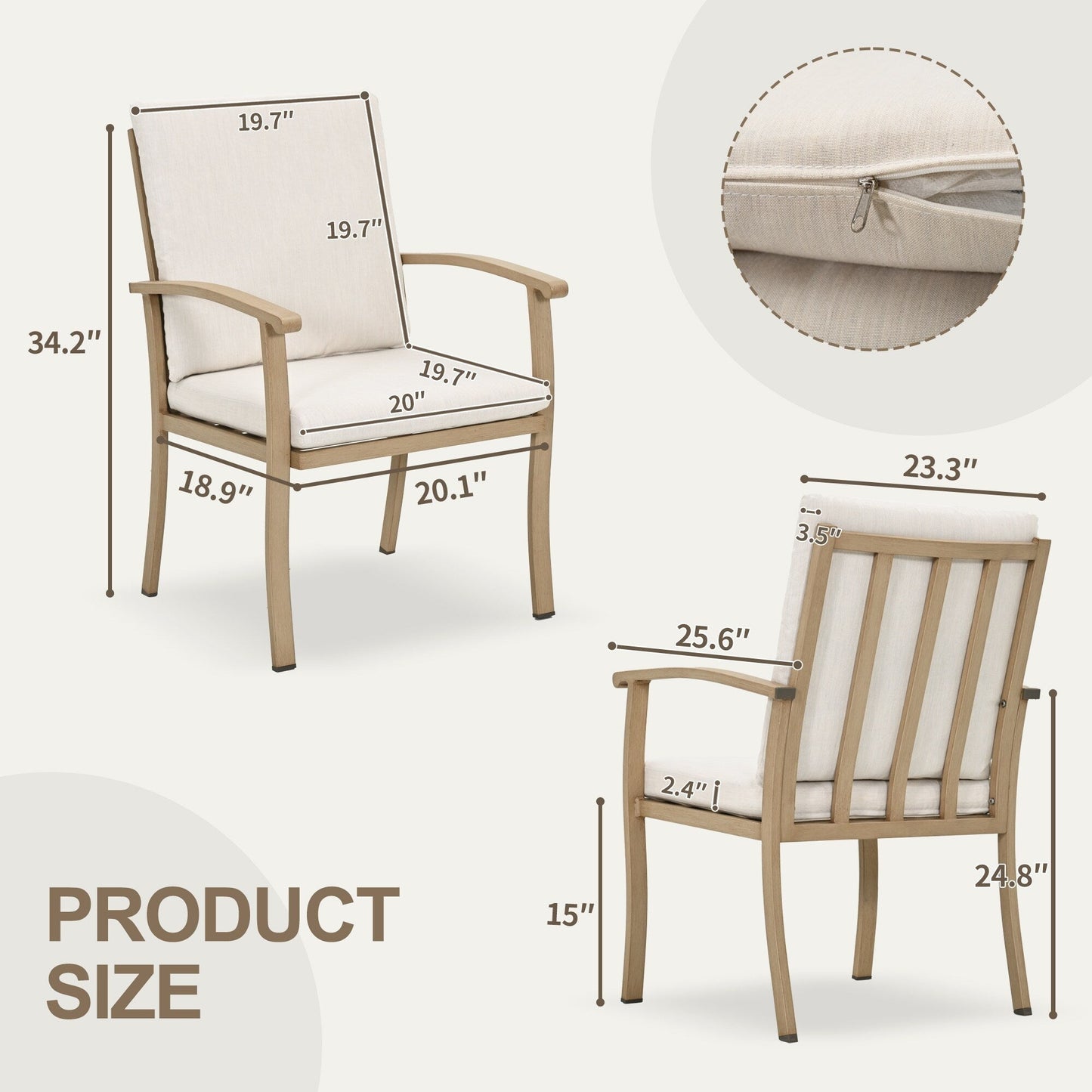 EGEIROS LIFE AluLux Ensemble de repas de patio en aluminium 9 pièces avec 2 chaises pivotantes, 6 chaises de repas et coussins lavables