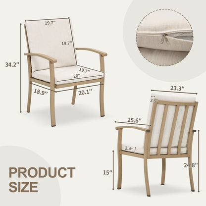 EGEIROS LIFE AluLux Ensemble de repas de patio en aluminium 9 pièces avec 2 chaises pivotantes, 6 chaises de repas et coussins lavables