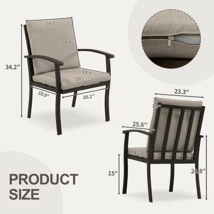 EGEIROS LIFE AluLux Ensemble de repas de patio en aluminium 9 pièces avec 2 chaises pivotantes, 6 chaises de repas et coussins lavables