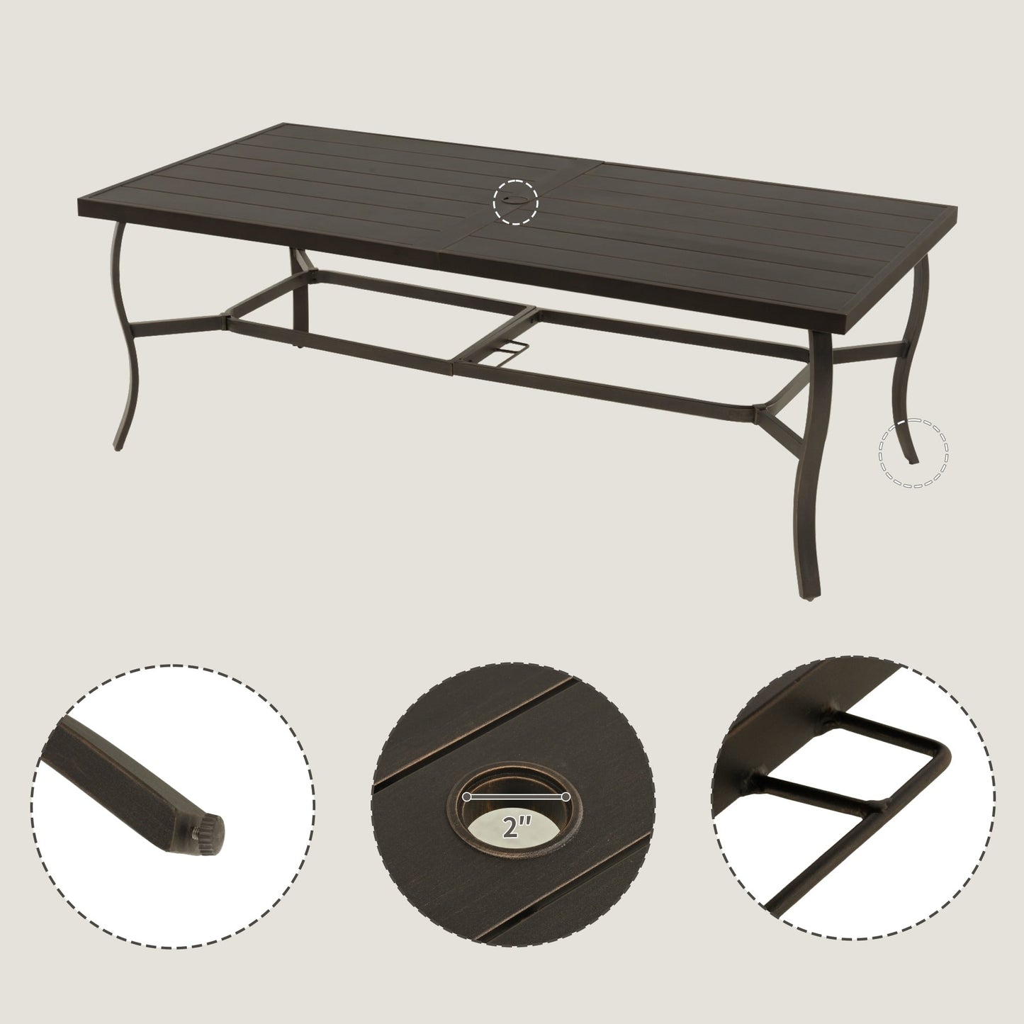 EGEIROS LIFE AluLux Ensemble de repas de patio en aluminium 9 pièces avec 2 chaises pivotantes, 6 chaises de repas et coussins lavables